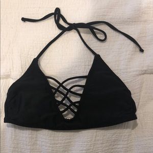 Strappy front halter bikini top
